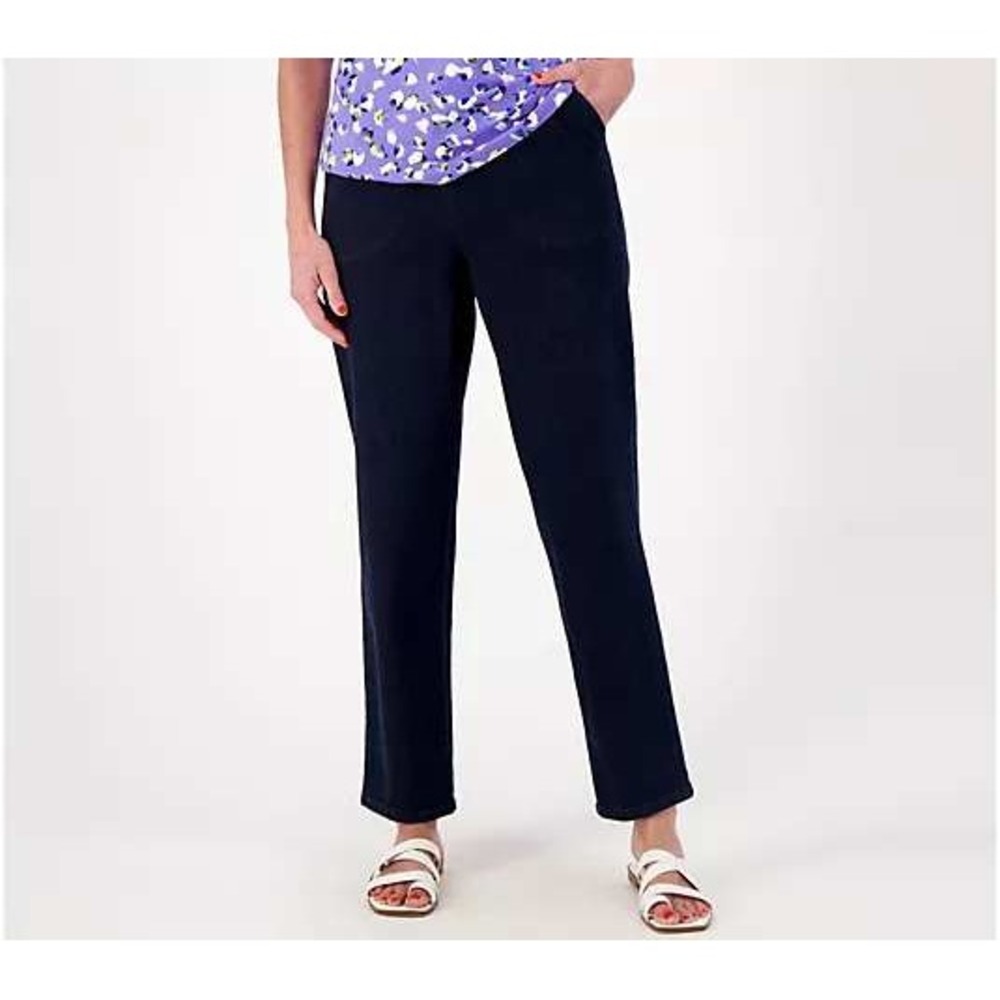 Denim & Co. Original Waist Stretch Petite Side Pocket Pant-Core Dark Blue MP
